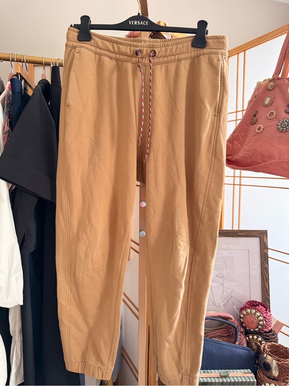 Burberry London England Camel Cotton Jogger Sweatpants Size L